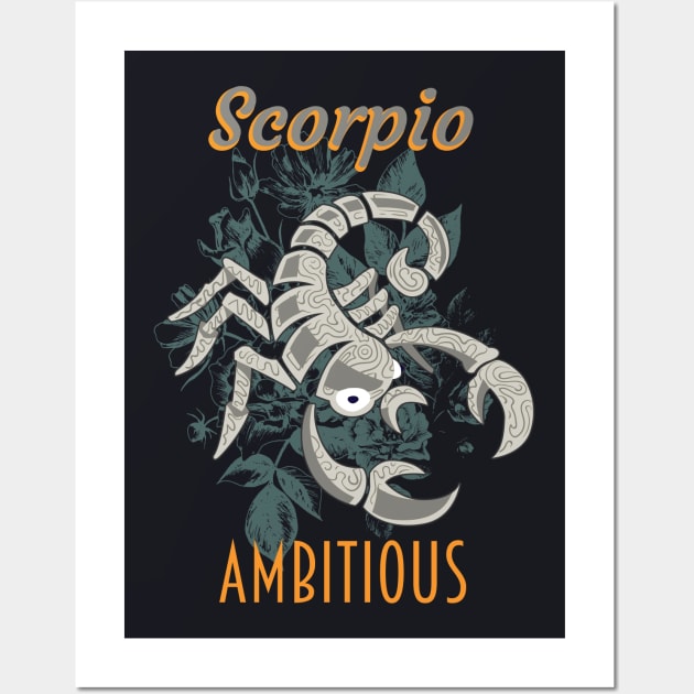 Scorpio sign of the zodiac Wall Art by Foxxy Merch